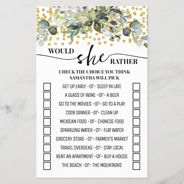 Eukalyptus Gold würde eher Duschenspiel Flyer (Vorne)