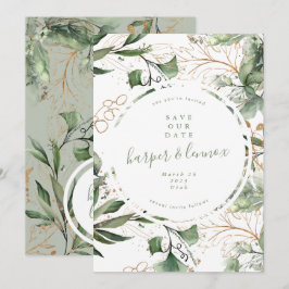 Eukalyptus Golden Boho Modern Fall Pampas Circle Save The Date