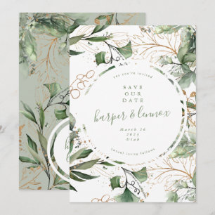 Eukalyptus Golden Boho Modern Fall Pampas Circle Save The Date