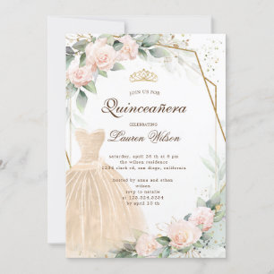 Eukalyptus golden floral Quinceañera Einladung