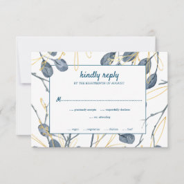 Eukalyptus Golden Garden Floral Wedding RSVP Karte