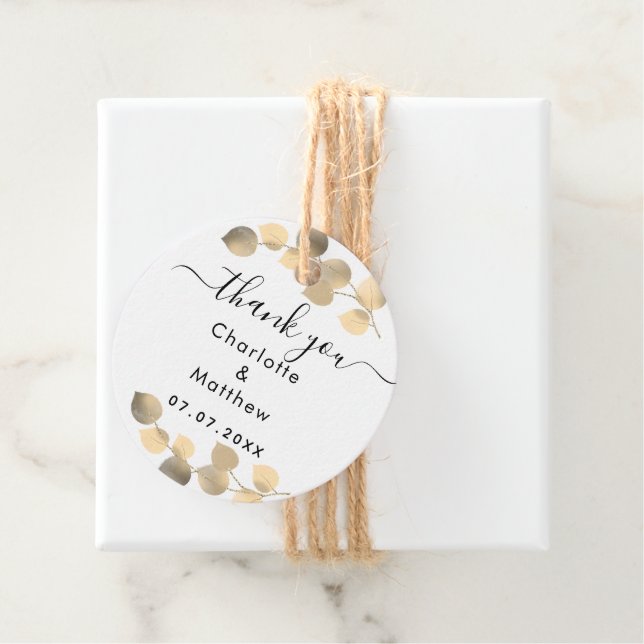 Eukalyptus golden Vielen Dank für Ihre Hochzeit Geschenkanhänger (Beispiel)