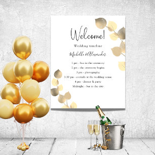 Eukalyptus-Goldene Hochzeitsprogramm Poster