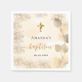 Eukalyptus-goldener Glitzer Monogramm Serviette