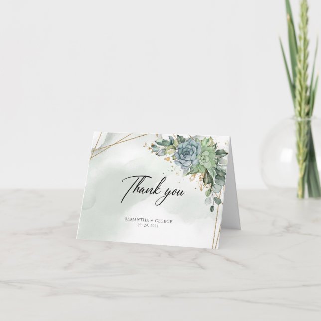 Eukalyptus-Goldrahmen Dankeskarte (Vorderseite)