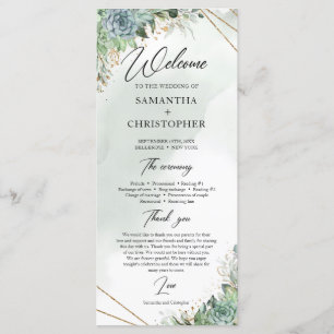 Eukalyptus-Goldrahmen-Hochzeitsprogramm Programm