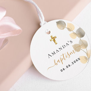 Eukalyptus goldweißes Kreuz Geschenkanhänger