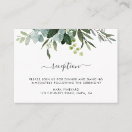 Eukalyptus Green Foliage Hochzeitempfang Begleitkarte