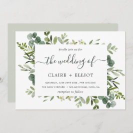 Eukalyptus Green Foliage Rectangle Frame Wedding Einladung
