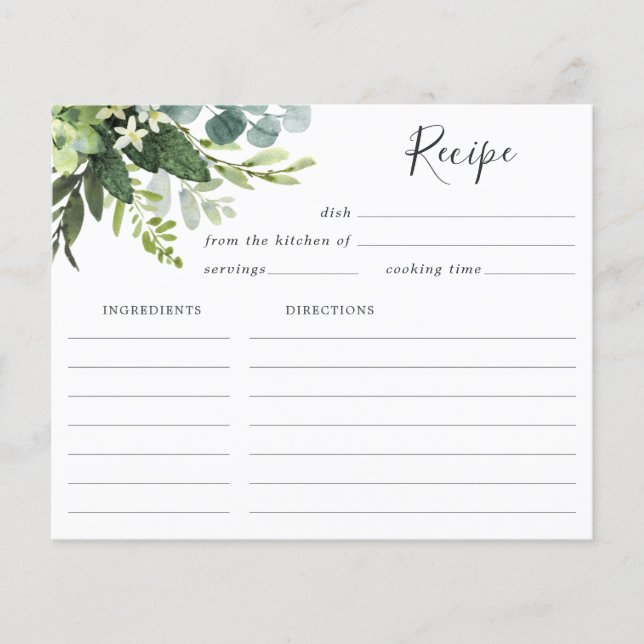 Eukalyptus Green Foliage Rezept Card (Vorderseite)