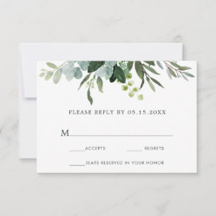 Eukalyptus Green Foliage Wedding RSVP Card