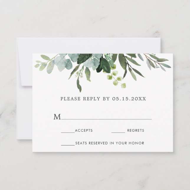 Eukalyptus Green Foliage Wedding RSVP Card (Vorderseite)