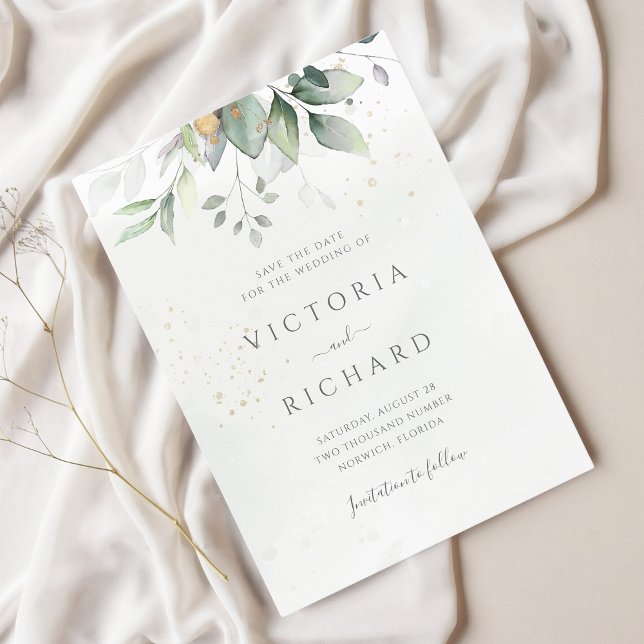 Eukalyptus Green Foliage Wedding Save The Date (Von Creator hochgeladen)