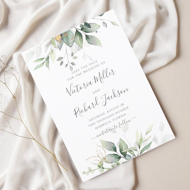 Eukalyptus Green Foliage Wedding Save The Date (Von Creator hochgeladen)