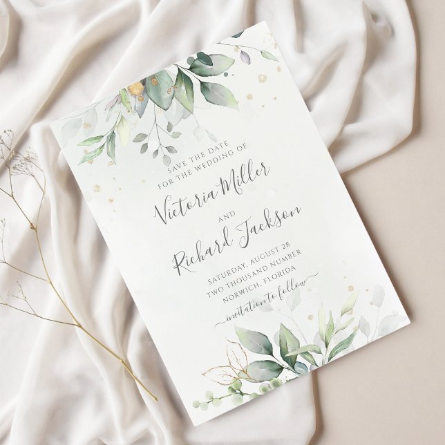 Eukalyptus Green Foliage Wedding Save The Date (Von Creator hochgeladen)