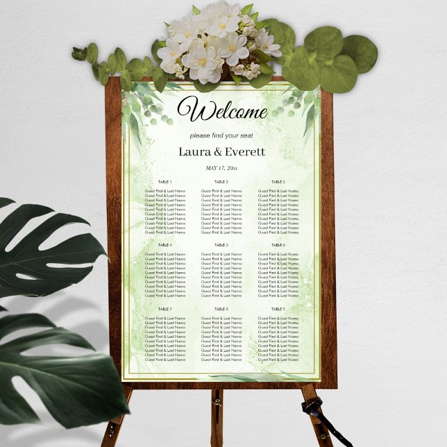Eukalyptus Green Foliage Wedding Seating Chart Poster (Von Creator hochgeladen)