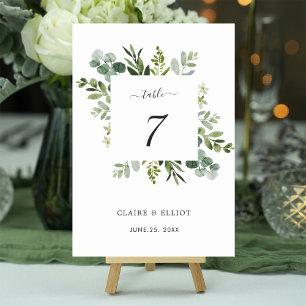 Eukalyptus Green Foliage Wedding Tischnummer
