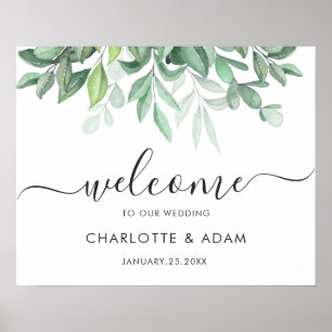 Eukalyptus Green Foliage Wedding Welcome Sign Poster