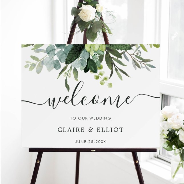 Eukalyptus Green Foliage Wedding Welcome Sign Poster (Von Creator hochgeladen)
