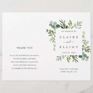 Eukalyptus Green Foliage Wedding Zeremony Program