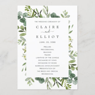 Eukalyptus Green Foliage Wedding Zeremony Program Programm