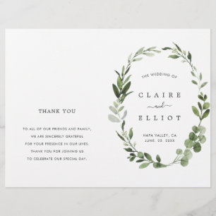 Eukalyptus Green Foliage Wreath Wedding Program