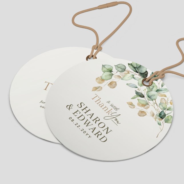 Eukalyptus Green Gold Hochzeit Vielen Dank Geschenkanhänger (Von Creator hochgeladen)