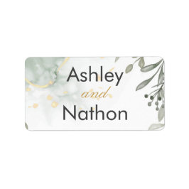 Eukalyptus green & gold Wassercolor Hochzeit Adressaufkleber