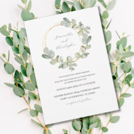 Eukalyptus Green & Gold Watercolor Wreath Wedding Einladung