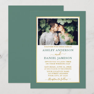 Eukalyptus Green Gold Wedding Einladung