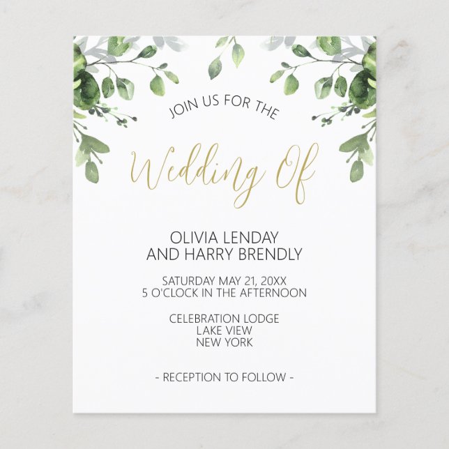 Eukalyptus Green Gold Wedding Flyer (Vorne)