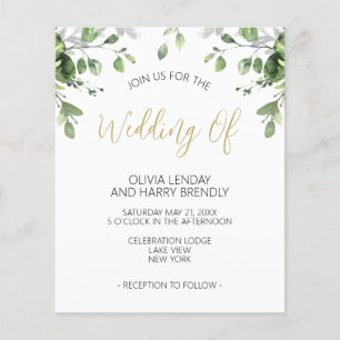 Eukalyptus Green Gold Wedding Flyer