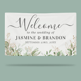 Eukalyptus Green Gold Wedding Welcome Banner