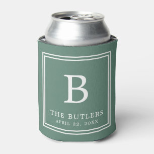 Eukalyptus Green Monogram Wedding Can Cooler Dosenkühler