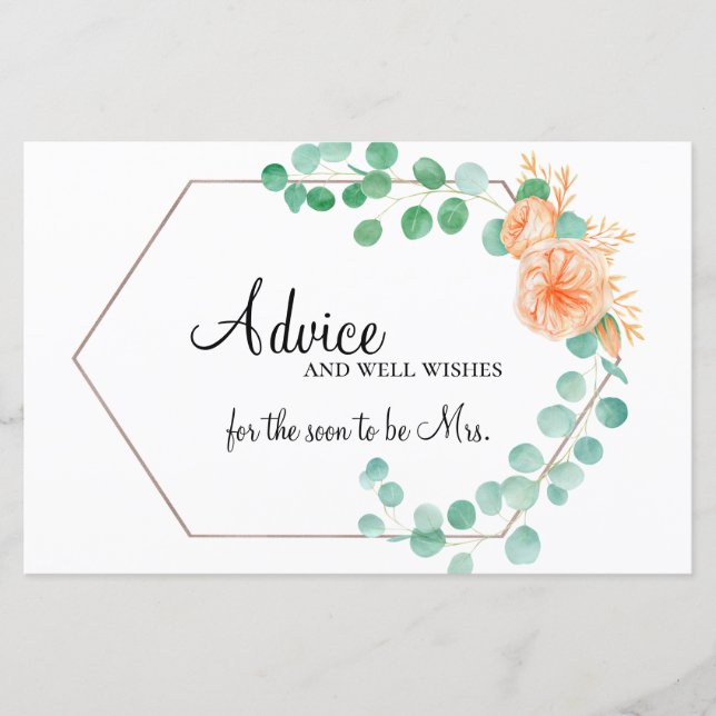 Eukalyptus Green Peach Floral Bridal Admin Card (Vorderseite)