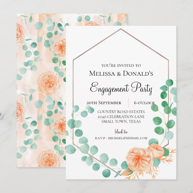 Eukalyptus Green Peach Floral Engagement Partei (Vorne/Hinten)