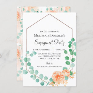 Eukalyptus Green Peach Floral Engagement Partei