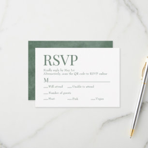 Eukalyptus Green Scan QR Code Wahlgericht Hochzeit RSVP Karte