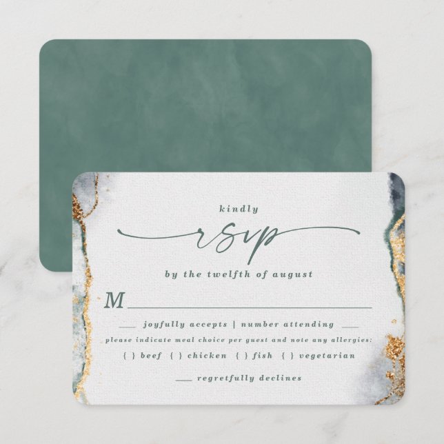 Eukalyptus Green Wedding Meal Choice RSVP Card Karte (Vorne/Hinten)