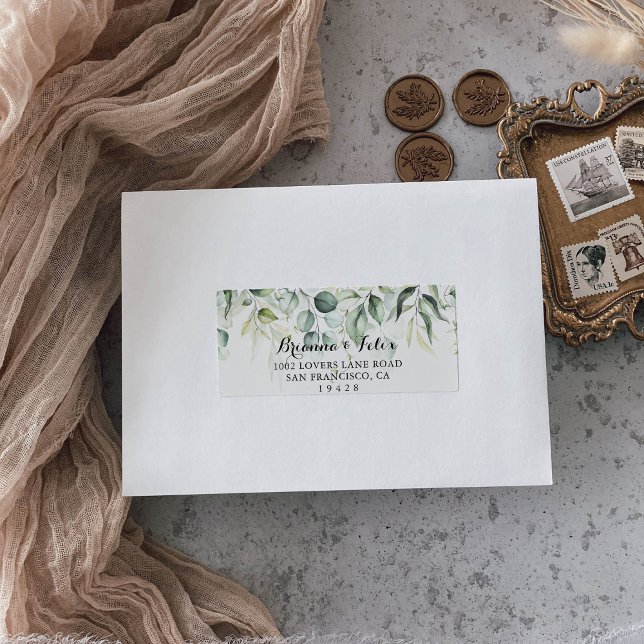 Eukalyptus Green Wedding RSVP-Adresse Adressaufkleber (Von Creator hochgeladen)