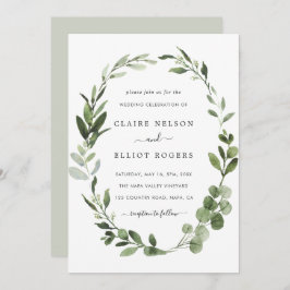 Eukalyptus Green Wreath Wedding Einladung