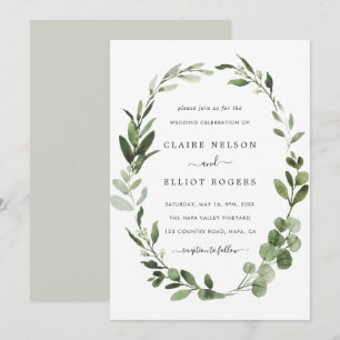 Eukalyptus Green Wreath Wedding Einladung
