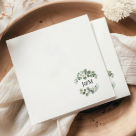 Eukalyptus Greenerals Initials Wedding oder Verlob Serviette