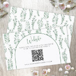 Eukalyptus Greenerding Website QR Code Card Visitenkarte<br><div class="desc">Ein modernes,  elegantes,  grün-weißes Eukalyptusgrün verlasse das Design mit einem passenden Muster auf der Rückseite. Minimalistische Schrift und Schrift für ein frisches und zeitgenössisches Aussehen. Ändern Sie den Text und die QR Code Website-Adresse,  um zu personalisieren. Originelle Kunst von Nic Squirrell.</div>