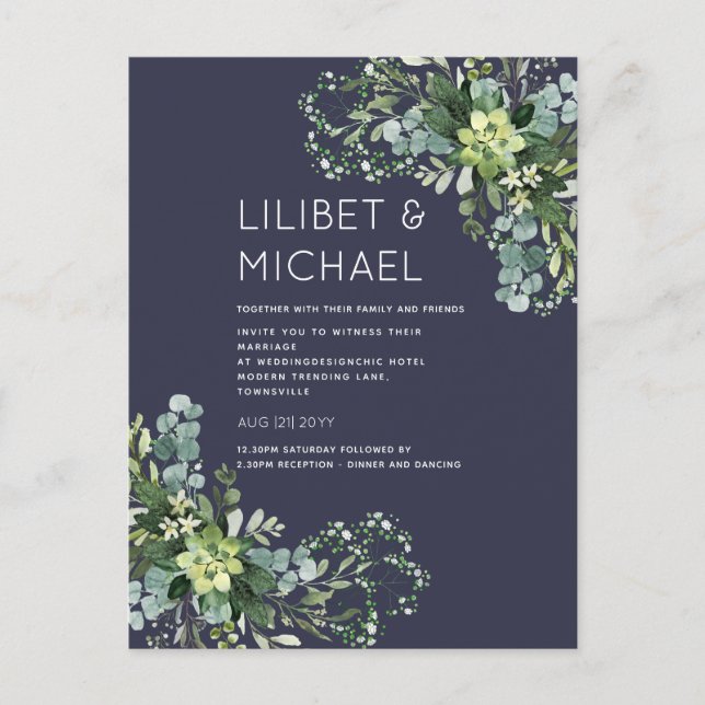 Eukalyptus Greenerenerage Foliage Wedding Postkarte (Vorderseite)