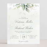 Eukalyptus Greenerenery Blätter Elegant Wedding<br><div class="desc">Schöne Hochzeitseinladung mit Aquarell Eukalyptus und goldenen Blätter.</div>