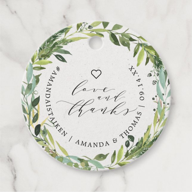 Eukalyptus Greenerenery Liebe und vielen Dank Geschenkanhänger (Vorderseite)