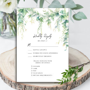 Eukalyptus Greenerenery Script Modern Garden Weddi RSVP Karte