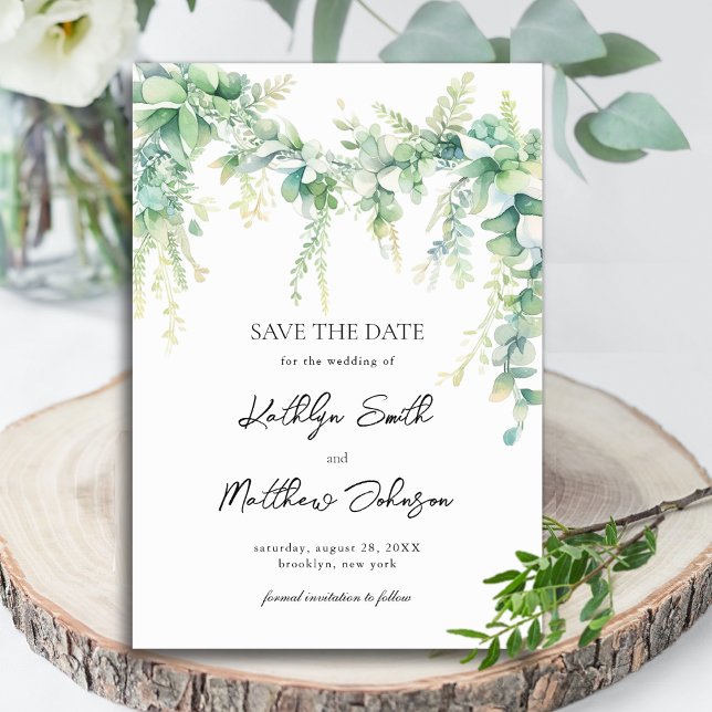 Eukalyptus Greenerenery Script Modern Garden Weddi Save The Date (Von Creator hochgeladen)
