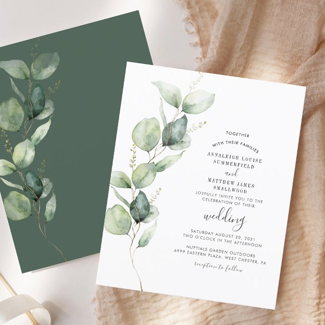 Eukalyptus Greenerenery Script Wedding Einladung (Eucalyptus Greenery Script Wedding Invitation)